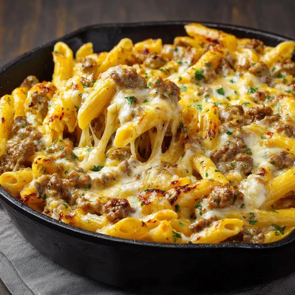 Cheesy Ground Beef Pasta Skillet Recipe - Recipe Image