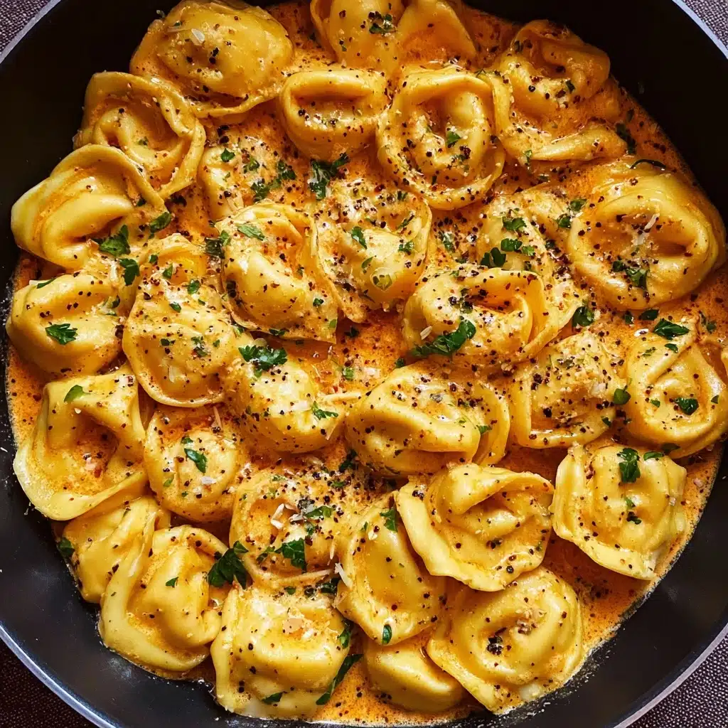 One-Pot Spicy Garlic Butter Chicken Tortellini Recipe - Recipe Image