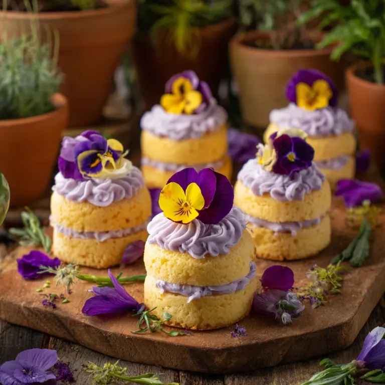 Vanilla and Pansy Fairy Cakes with Lavender Buttercream Recipe