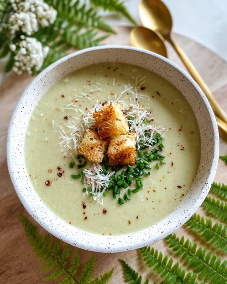 Creamy Roasted Garlic Soup with Chili Crisp Croutons Recipe