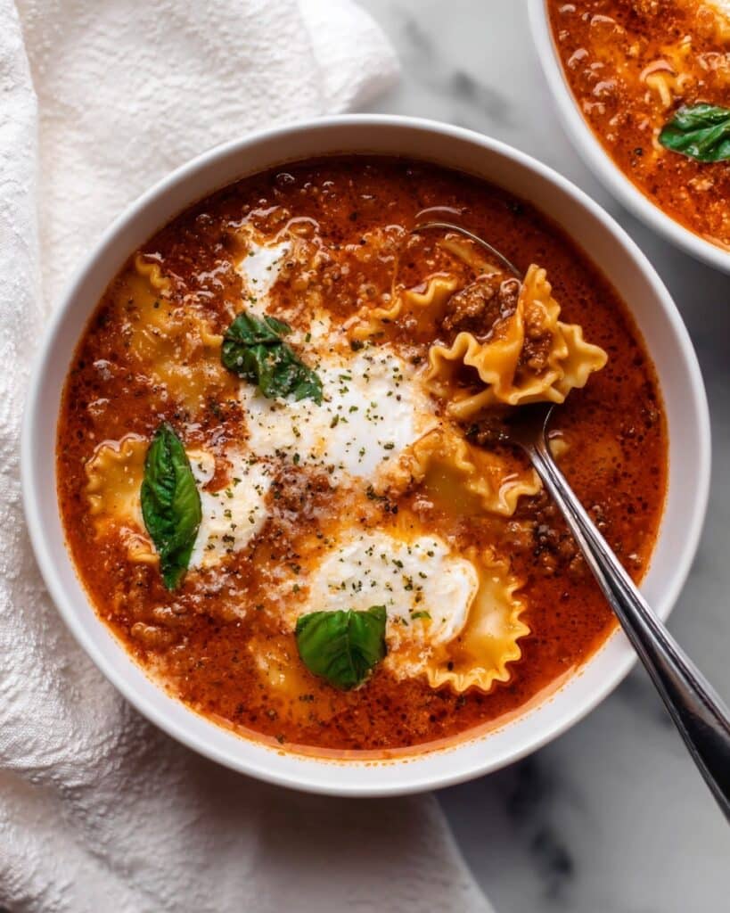Cozy One-Pot Lasagna Soup with Ricotta Cheese Recipe