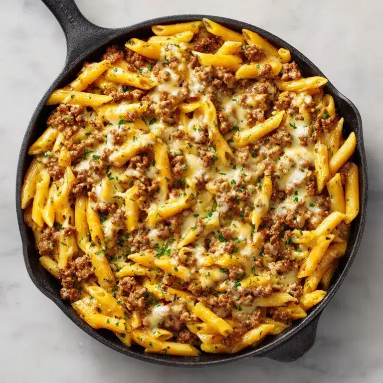 Cheesy Ground Beef Pasta Skillet Recipe