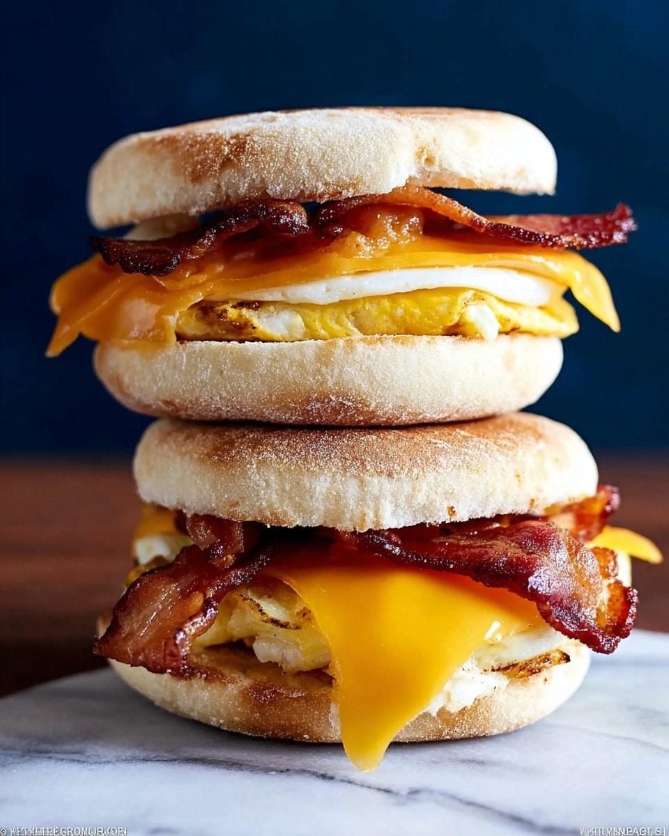Make Ahead English Muffin Breakfast Sandwiches with Bacon, Egg & Cheese Recipe