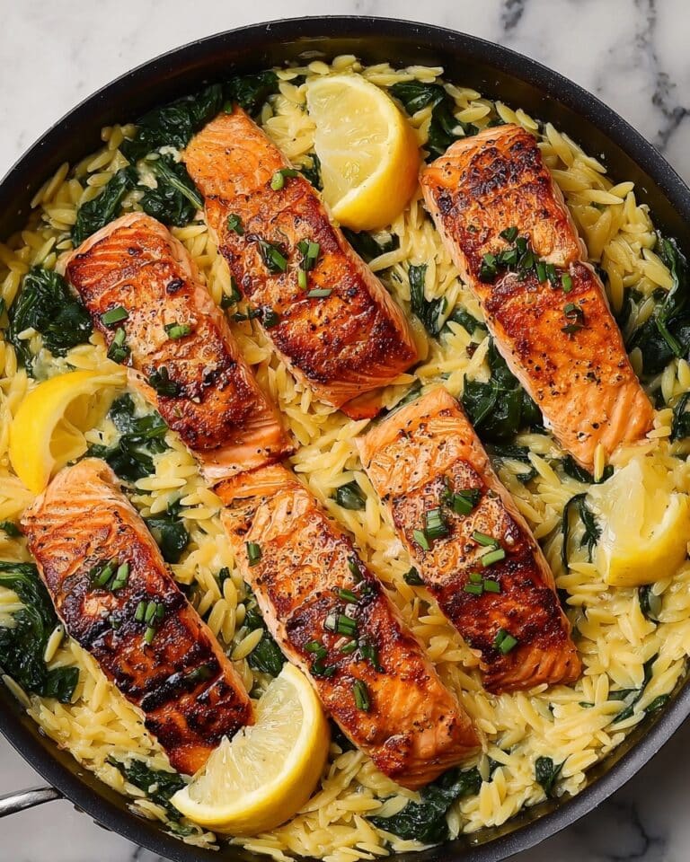 One Skillet Salmon with Lemon Orzo Recipe