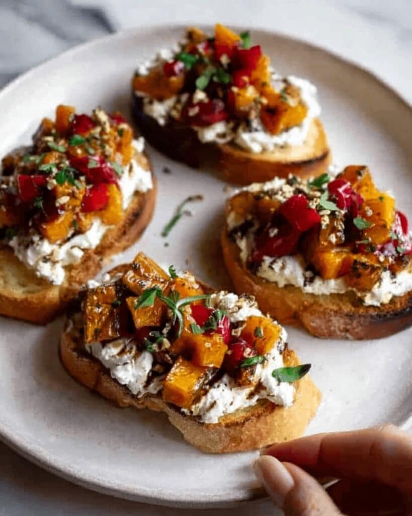 Fall Bruschetta: An Autumn-Inspired Appetizer with Roasted Butternut Squash, Apples, and Goat Cheese Recipe