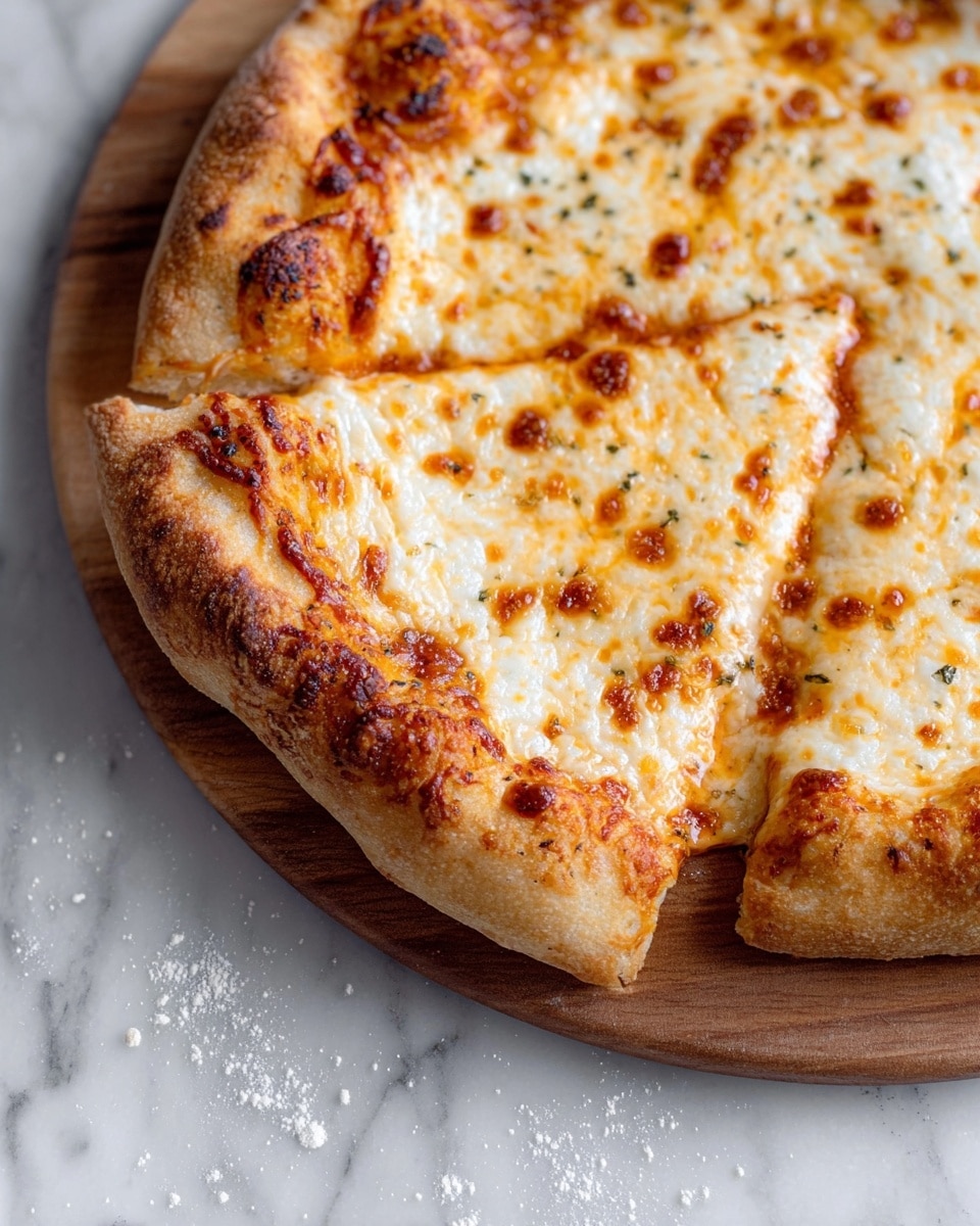 The image shows a close-up of a pizza slice placed on a wooden surface with a white marbled background. The pizza crust is golden brown and thick with a light airy texture inside. The top layer has melted cheese with brown spots from baking, covering the surface unevenly. In the background, there are white plates stacked and slightly out of focus. photo taken with an iphone --ar 4:5 --v 7