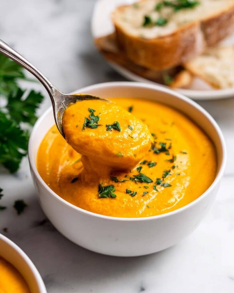 Easy Roasted Butternut Squash & Sweet Potato Soup Recipe