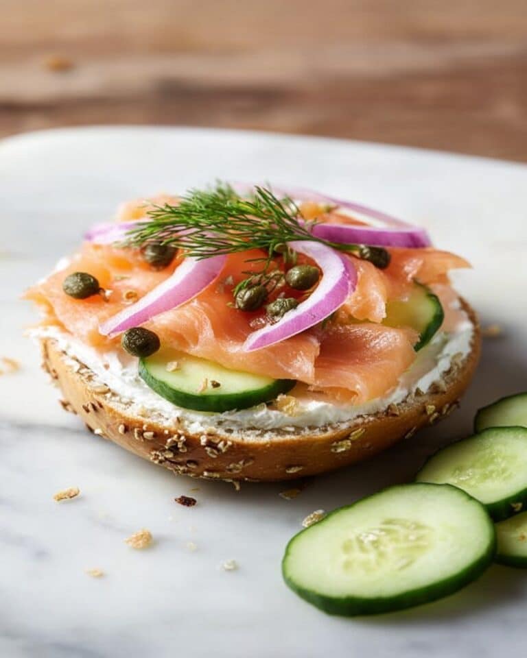 Lox Bagel with Cream Cheese, Cucumber, Capers, and Dill Recipe