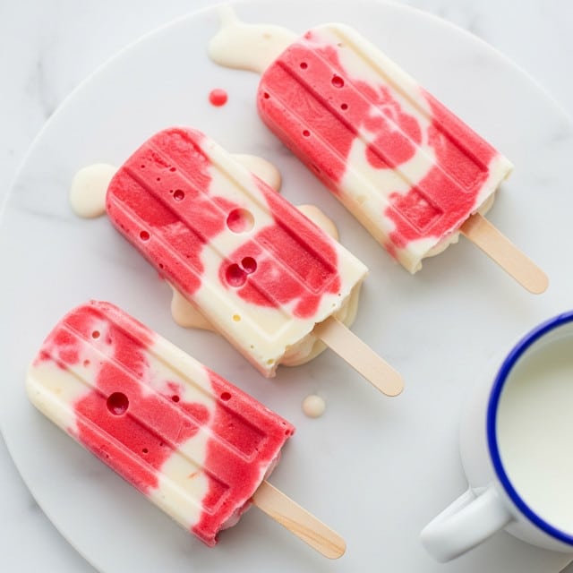 Strawberry-Vanilla Swirled Frozen Pops Recipe