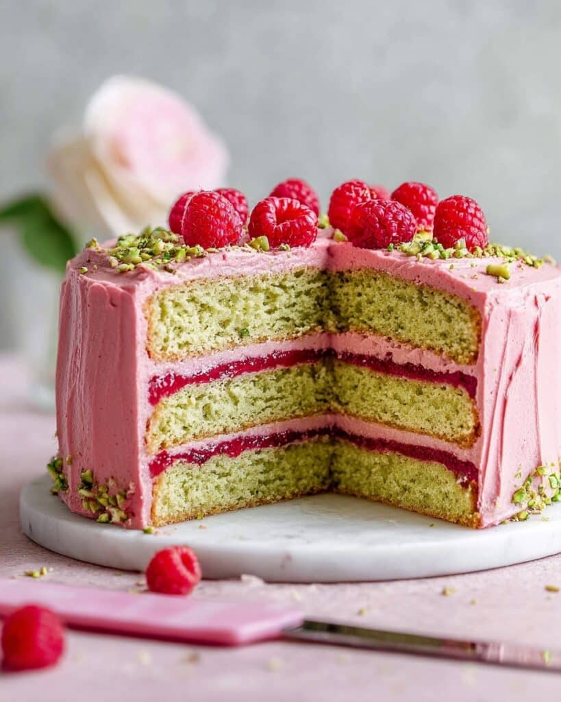 Raspberry Pistachio Cake Recipe