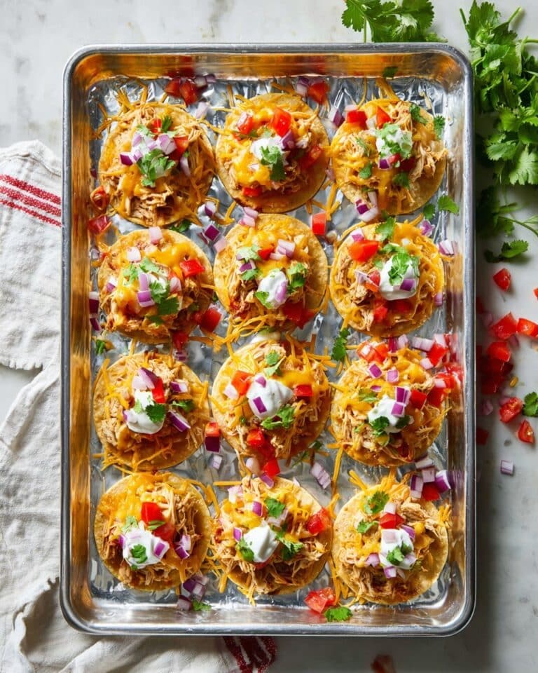 Mini Sheet Pan Tostadas with Chicken, Beans, and Fresh Toppings Recipe