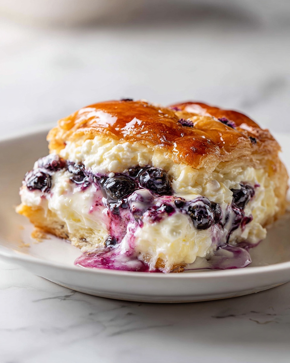 Blueberry Cream Cheese Croissant Casserole – Easy Breakfast or Brunch Bake Recipe