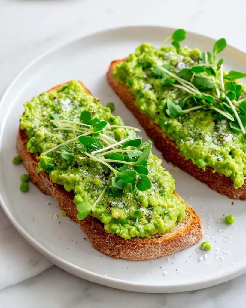 Pea Bruschetta with Parmesan and Lemon Recipe