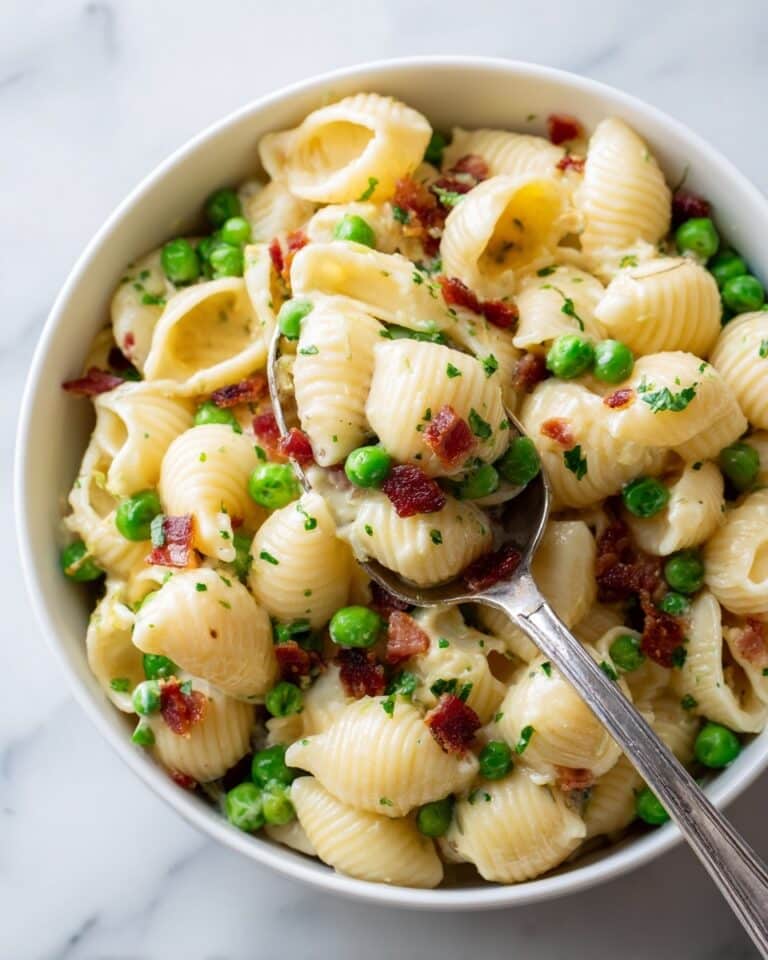 Creamy Pasta Salad with Bacon, Peas, and Parmesan Recipe