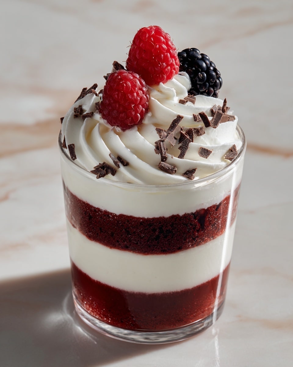 Red Velvet Dessert Cups with Vanilla Mousse Recipe