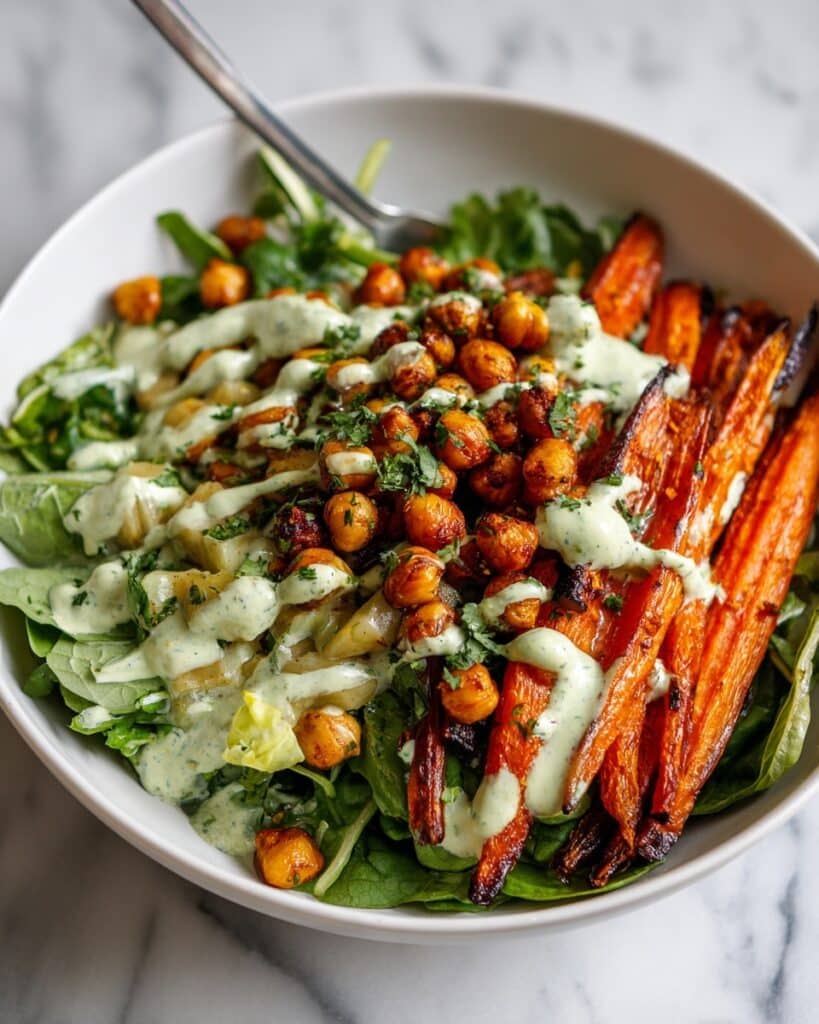 One-Pan Roasted Carrot Chickpea Bowl Recipe