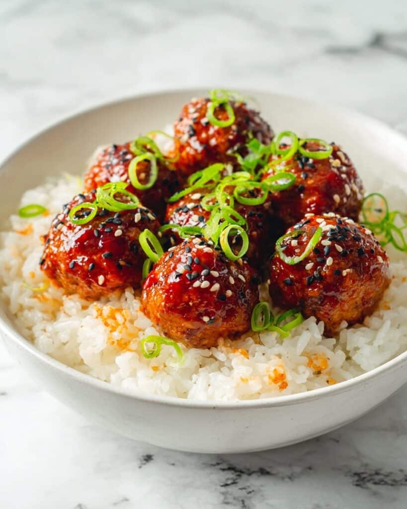 Korean-Style Chicken Meatballs with Spicy Gochujang Glaze Recipe