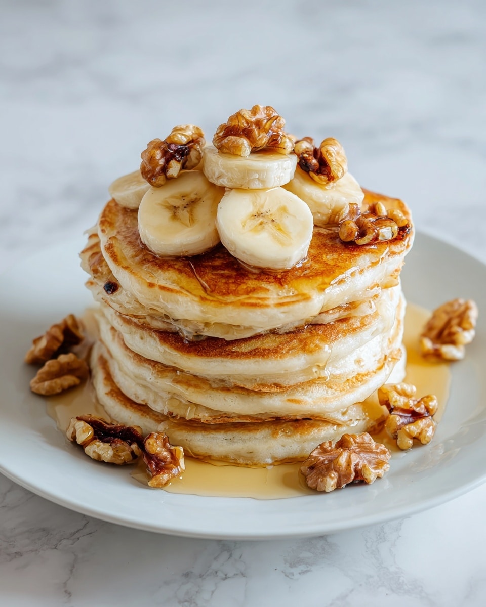 Brown Butter Banana Pancakes with Maple Candied Walnuts Recipe