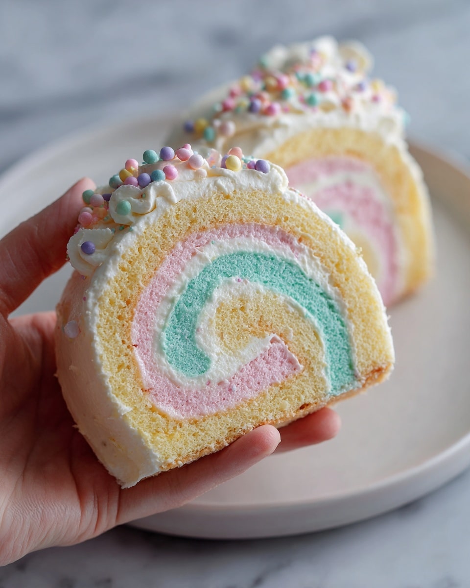 Easter Pastel Striped Cake Roll Recipe