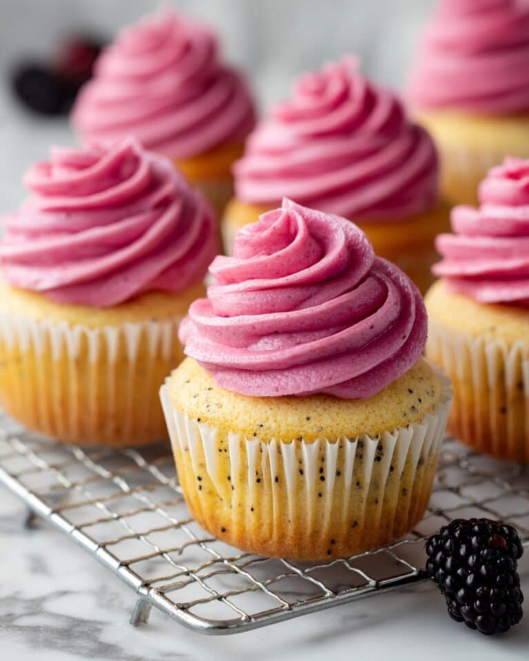 Lemon Poppy Seed Cupcakes with Blackberry Frosting Recipe
