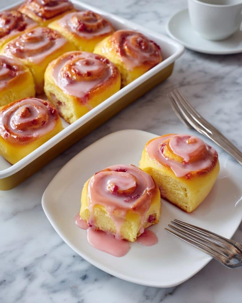 Delicious Rhubarb Rolls with Sweet Lemon Glaze Recipe