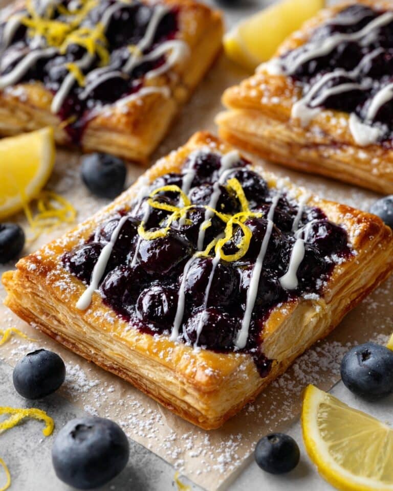 Blueberry Puff Pastry Tarts with Lemon Glaze Recipe