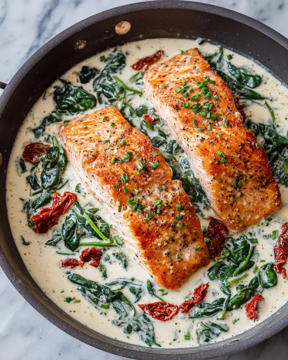 Creamy Tuscan Salmon with Sun-Dried Tomatoes Recipe